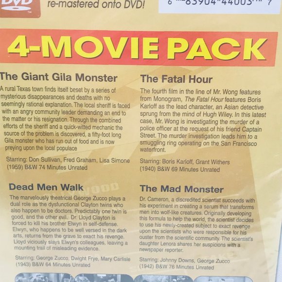 4 Movie Pack Horror Classics New In Package - Picture 8 of 9